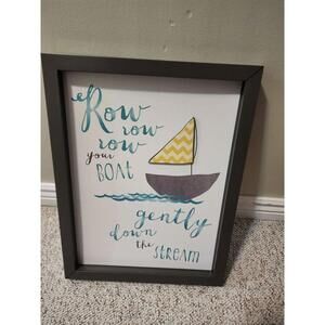 Framed Decorative Wall Art with Boat and Quote